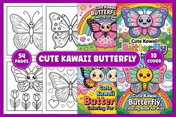 Download Cute Kawaii Butterfly Coloring Pages - Coloring page Collection