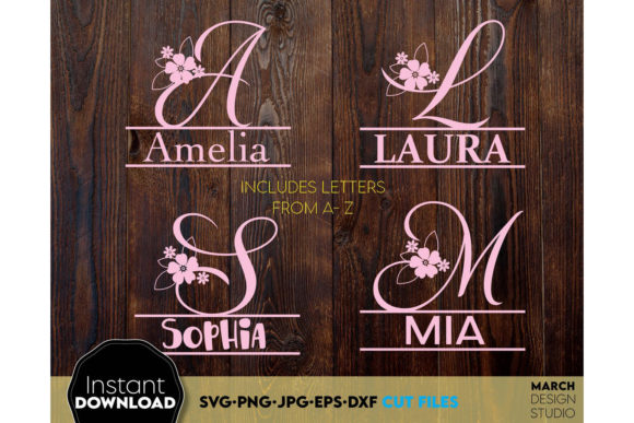 Download Alphabet Split Monogram Bundle Letters with Flowers - Premium Resources