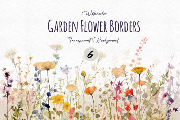 Download Watercolor Garden Flower Border Cliparts - Premium Resources
