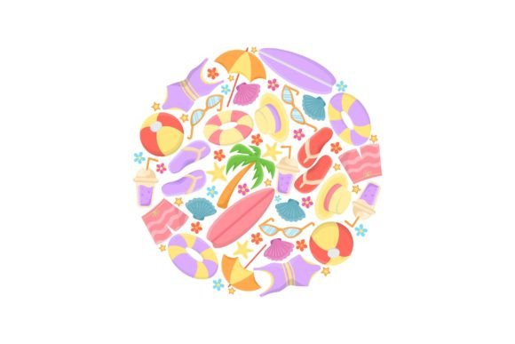 Download Circular Pattern with Beach Holiday Elem - Circular Collection