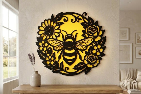 Download Laser Cut Floral Bee Wall Decor SVG - Wall decor Collection