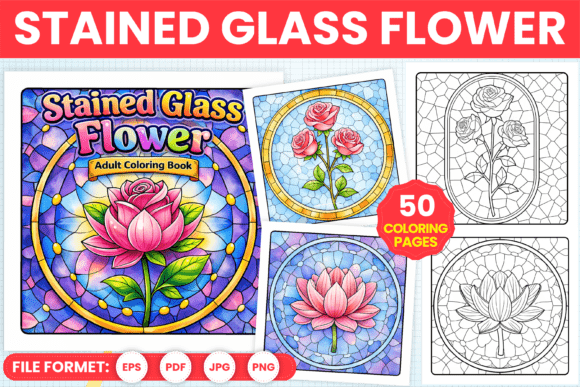 Download Stained Glass Flower Adult Coloring Page - Coloring page Collection