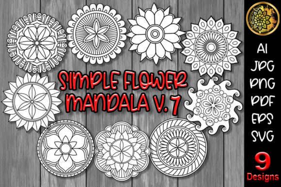 Download Simple Flower Mandala Set-7 - Mandala set Collection