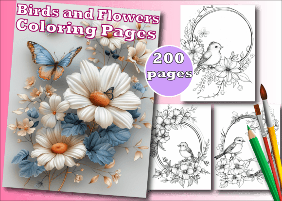 Download Birds and Flowers Adult Coloring Pages - Coloring page Collection