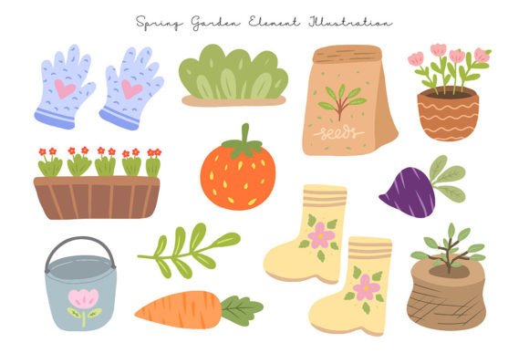 Download Cute Spring Gardening Element Set - Garden Collection
